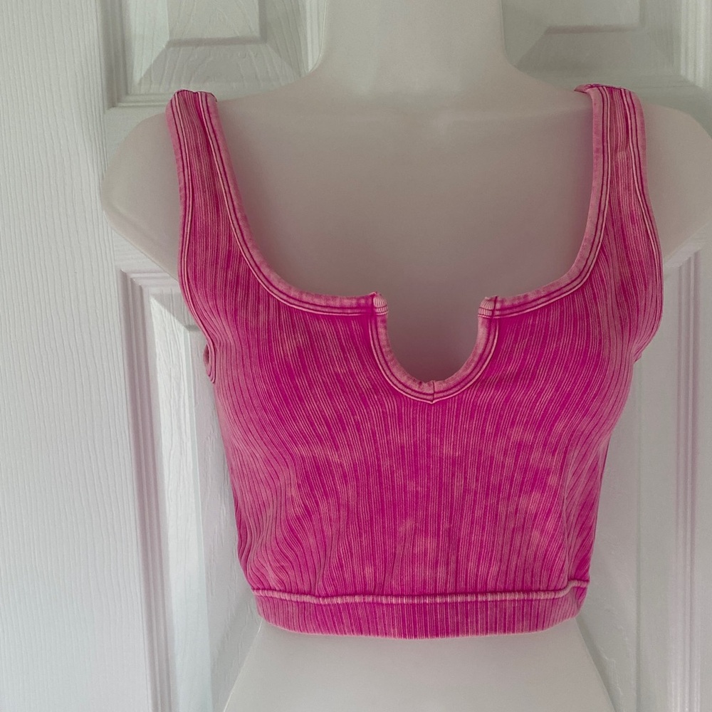 Zenana Pink Ribbed Bralette